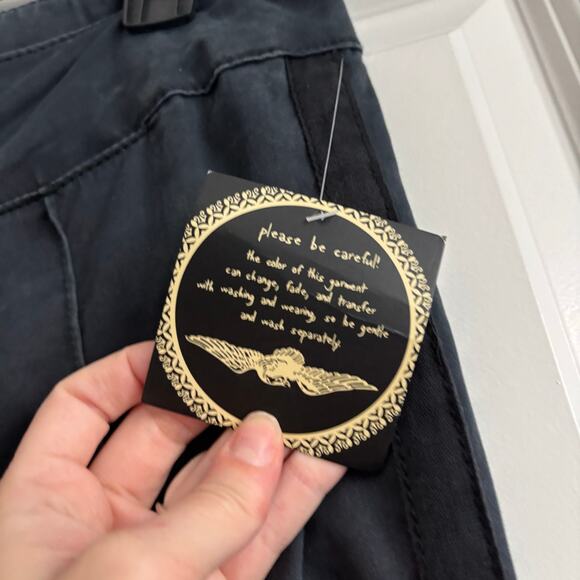 NWT Free People Low Rise Straight Leg Pants Sz 27 90s Y2K Navy Grunge Punk - Picture 4 of 11